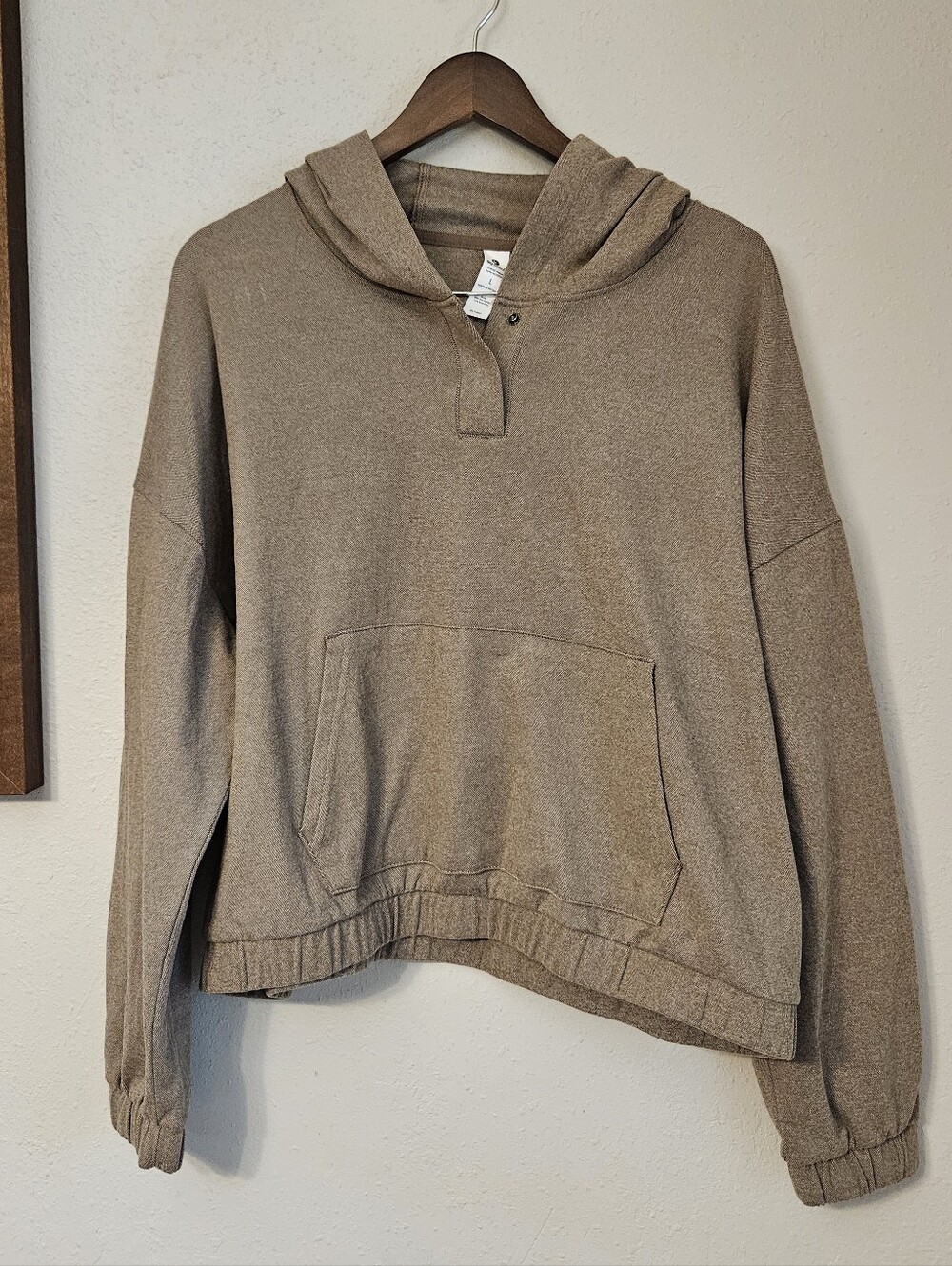 90 Degree NWT Marled Pique Alma Brown Henley Hoodie Large